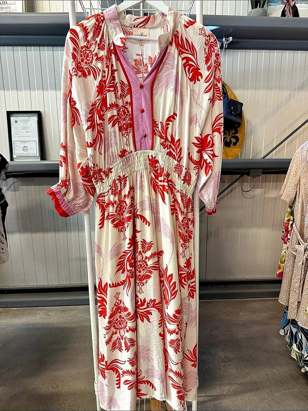 Floral Print Maxi Dress in Orange & Pink